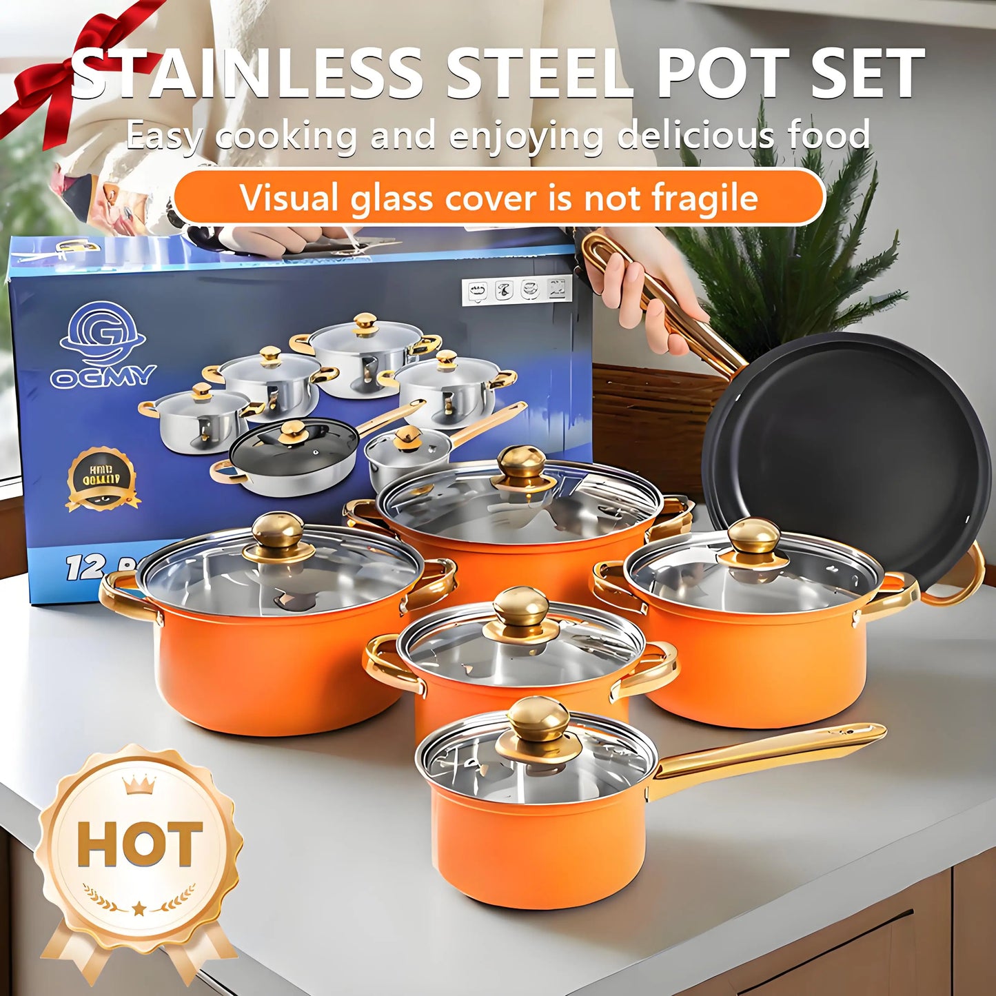 12-Piece Non-Stick Stainless Steel Cookware Set