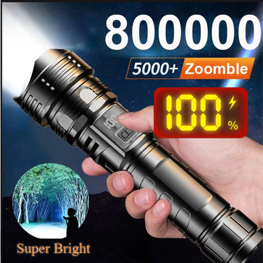 USB Rechargeable High Power LED Flashlight Super Bright Torch, Portable Hand Light for Camping, Hiking Emergency Survival