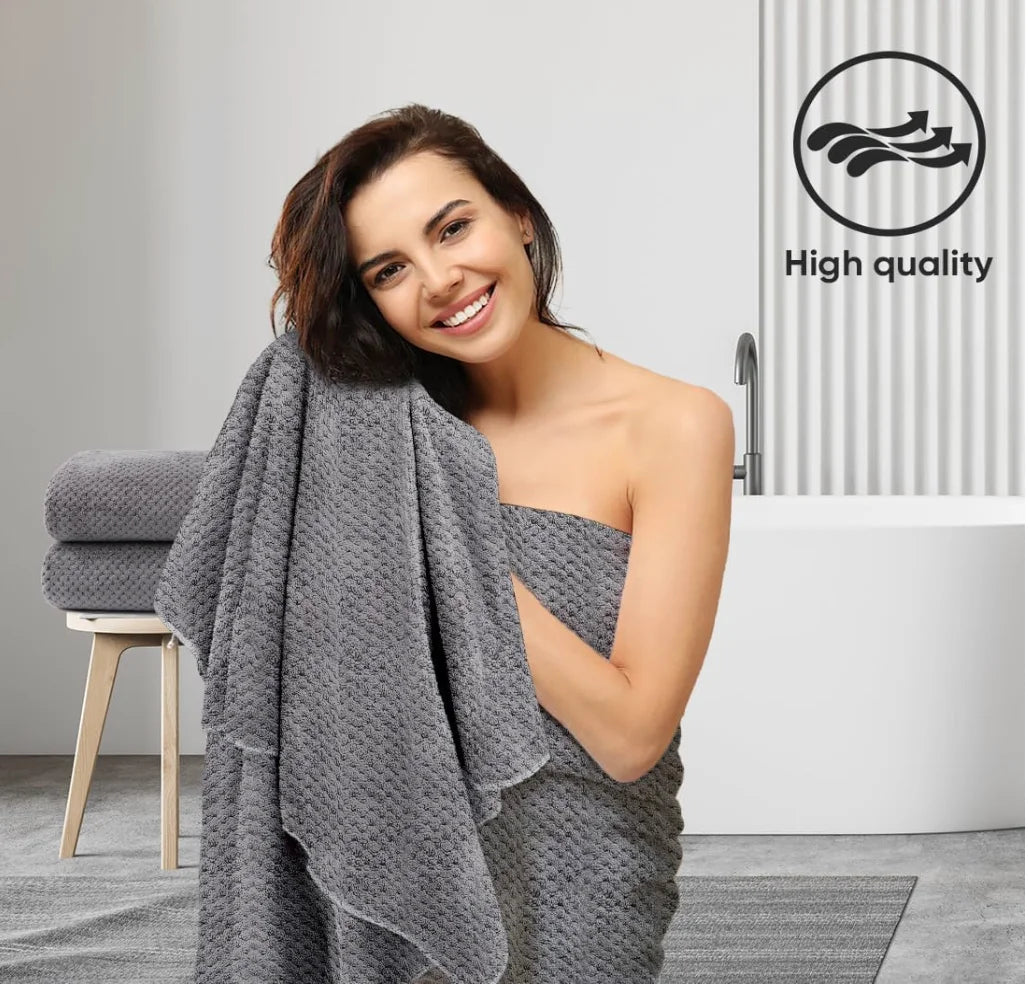 Bath Towel Set Pack of 2, (27 x 54 Inches) Microfiber Ultra Soft Highly Absorbent Lightweight and Quick Drying Towel