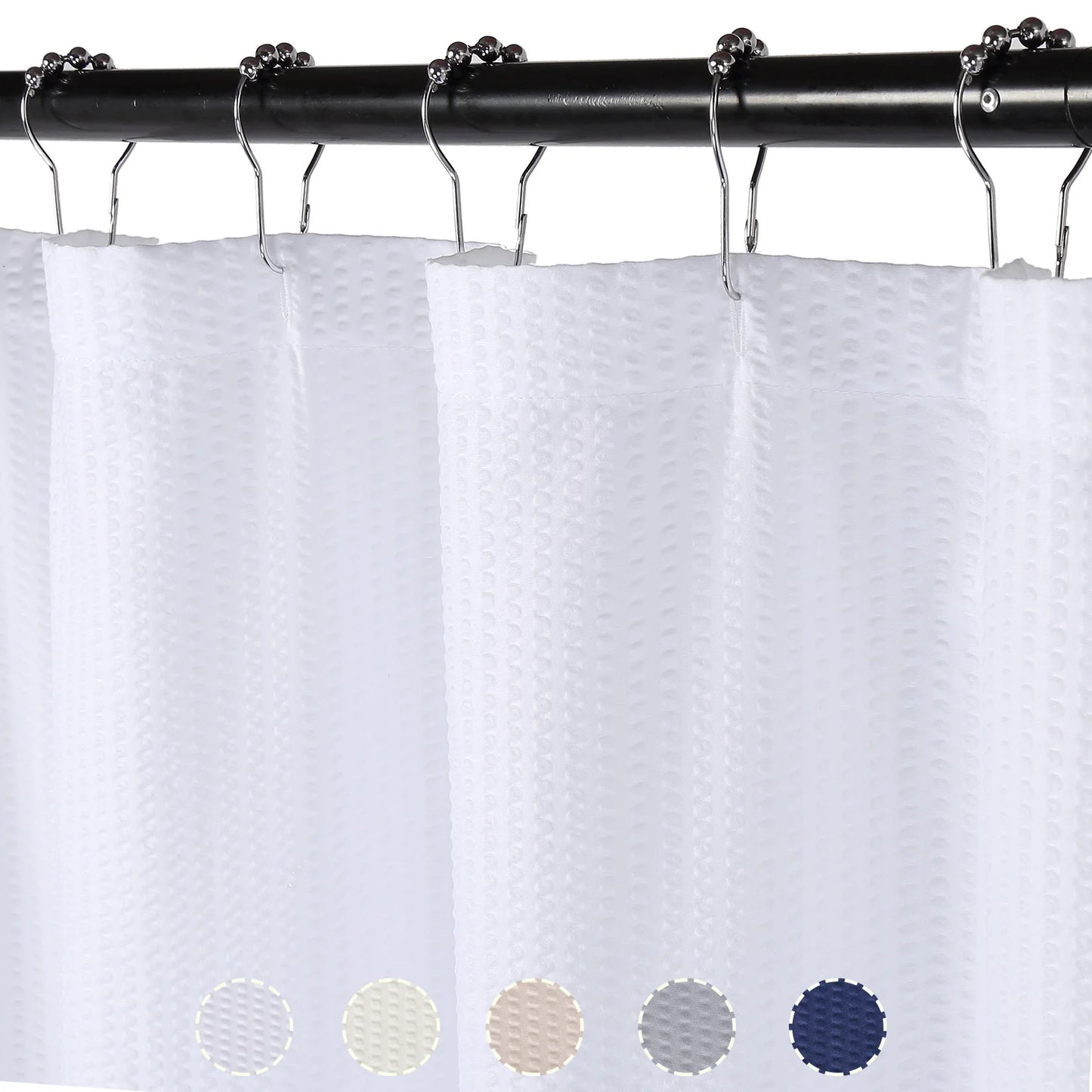 Soft Microfiber Fabric Shower Curtain or Liner for Bathroom, Bathtub Embossed Pattern Water Repellent 72x72Inches