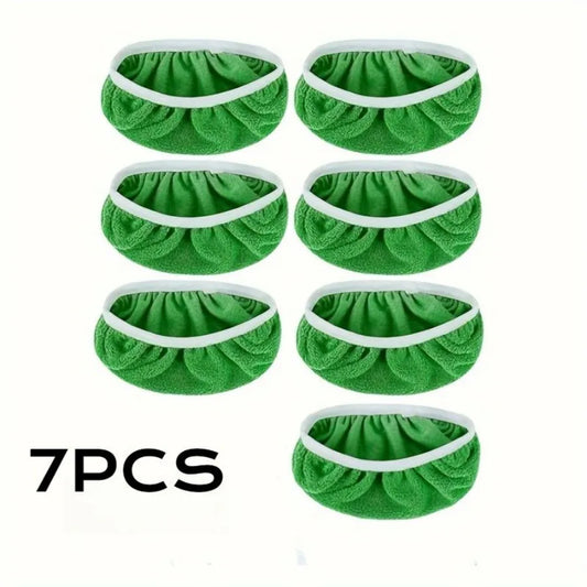7 Piece Green Mop Cloth, Suitable for Dry Sweeping Cloth and Wet Mopping, Household Cleaning - Washable