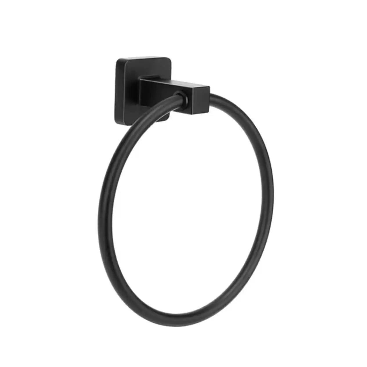 Wall Mounted Round Hand Towel Holder, Stainless Steel Matte Black Towel Ring Hangers for Bathroom, Kitchen