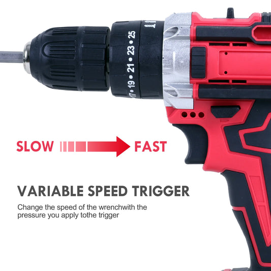 Cordless Drill Set, Electric Power Screwdriver with Lithium-Ion Battery Practical Screw Driver Repairing Power Tool