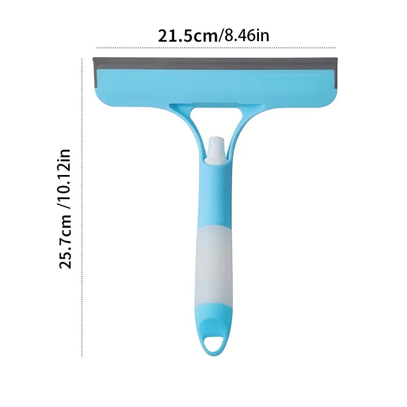 3-in-1 Window Cleaning Kit - Dual-Sided Glass Scrubber with Squeegee & Spray Bottle for Mirrors, Shower Doors, No-Streak