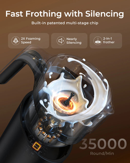 8-in-1 Electric Milk Frother and Steamer for Coffee, 400ml Large Capacity Detachable Milk Steamer.