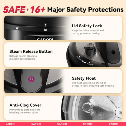 1200W 12-in-1Stainless Steel Electric Pressure Cooker 8Qt,  Slow Cook Rice Cooker Steamer,