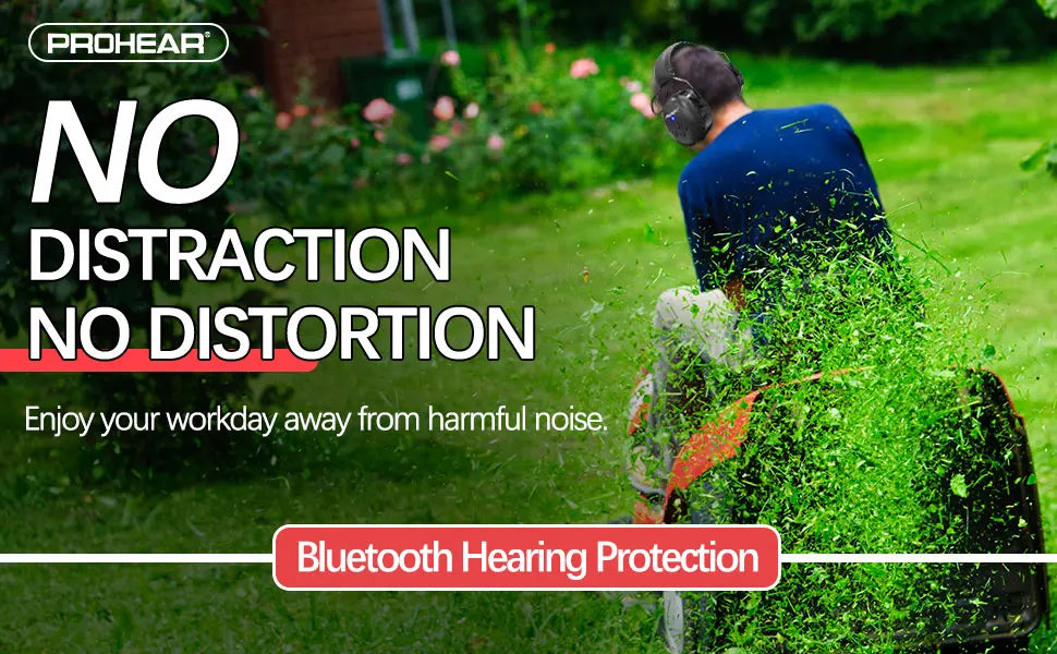 Bluetooth 5.0 Hearing Protection Headphones with Rechargeable Battery Safety Noise Reduction Ear Muffs For Mowing Work