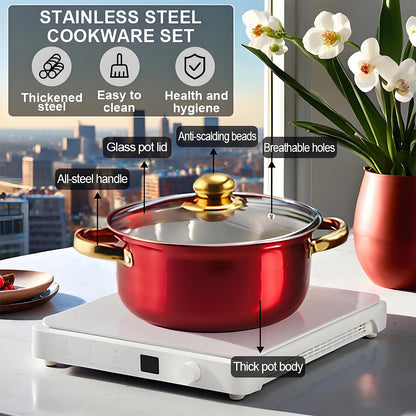 12-Piece Non-Stick Stainless Steel Cookware Set