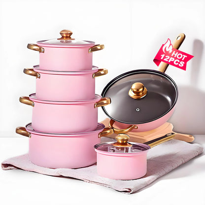 12-Piece Non-Stick Stainless Steel Cookware Set