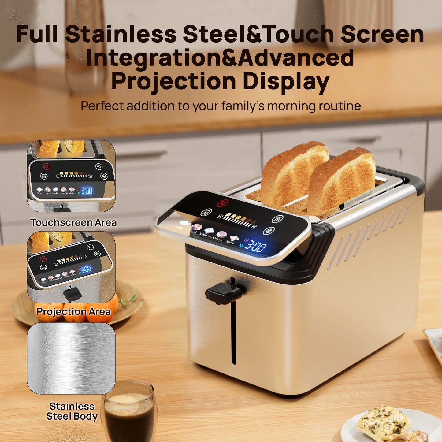 New 2-slice toaster, Smarter Screen And Easier Operation, Full Stainless Steel,