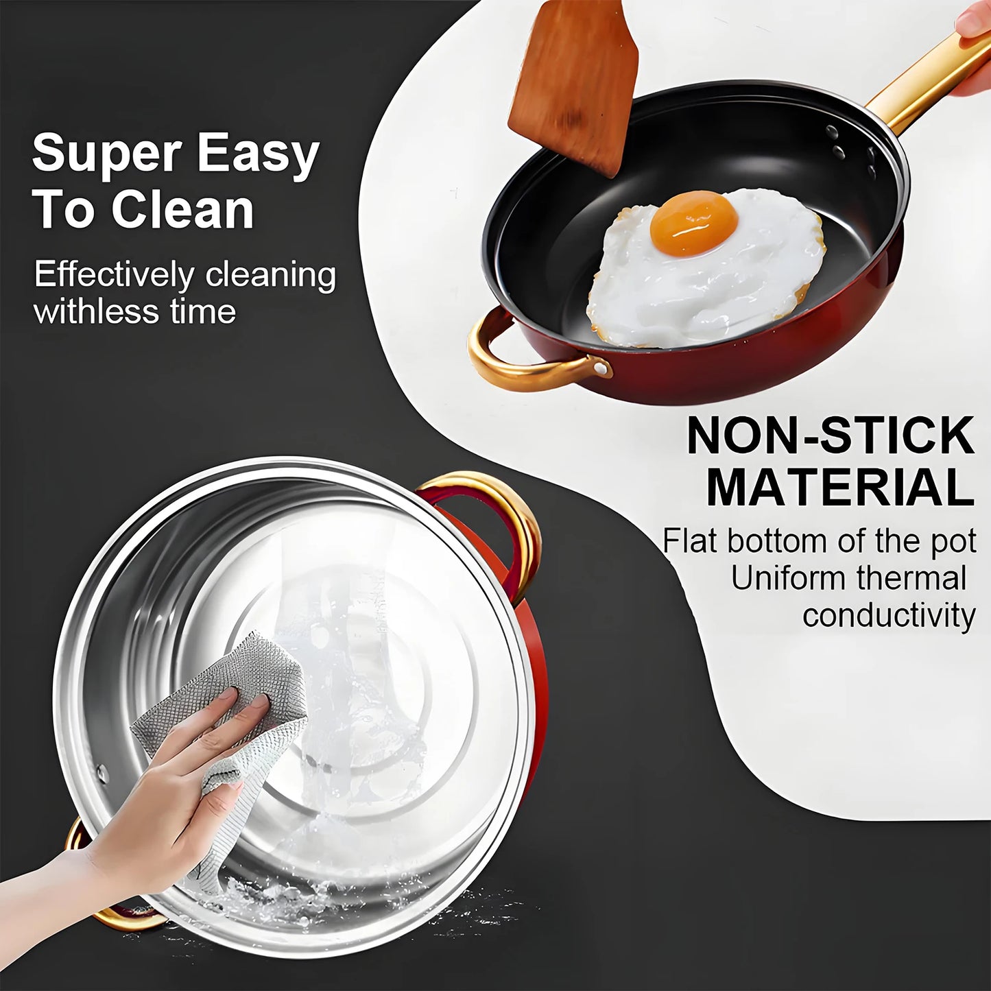 12-Piece Non-Stick Stainless Steel Cookware Set