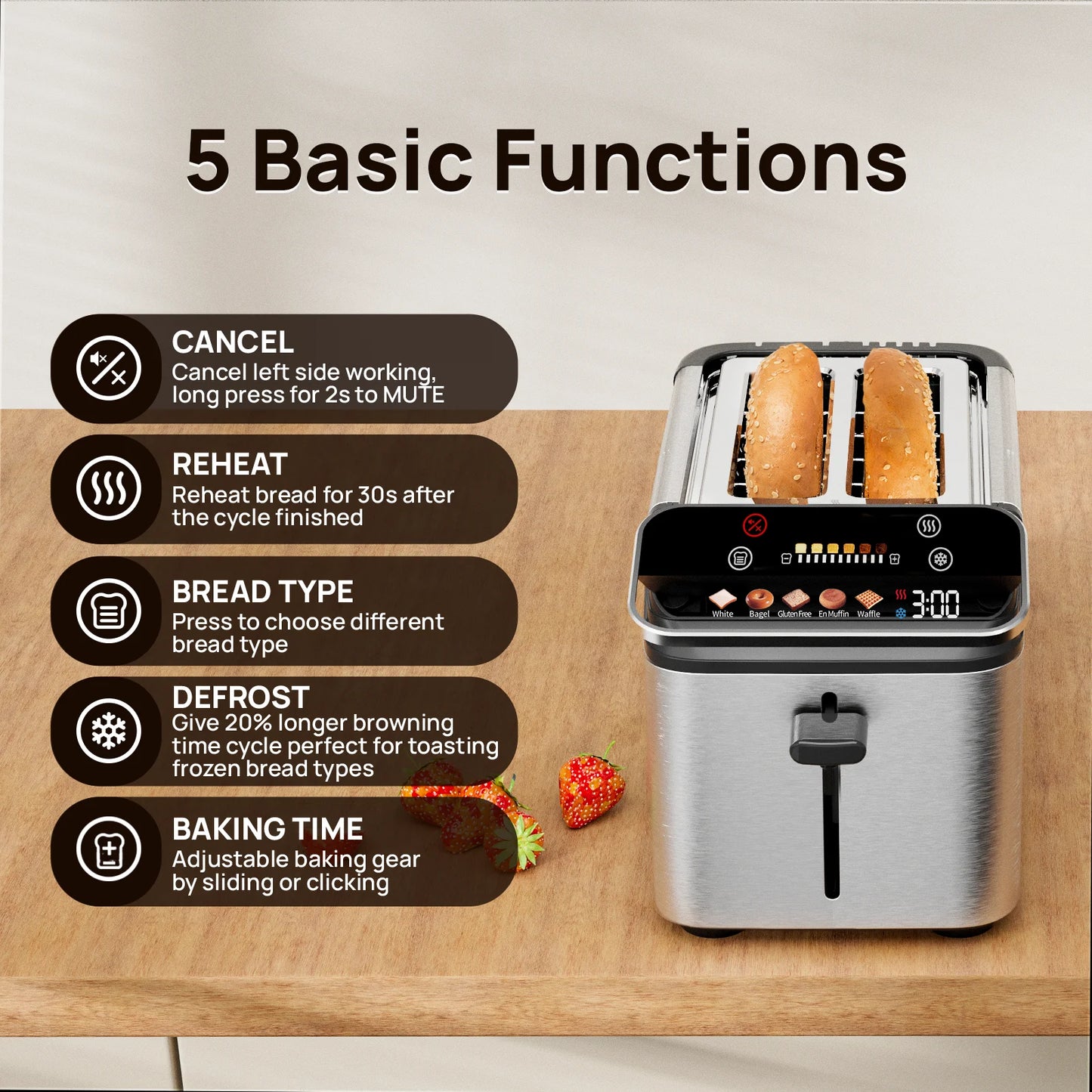 New 2-slice toaster, Smarter Screen And Easier Operation, Full Stainless Steel,