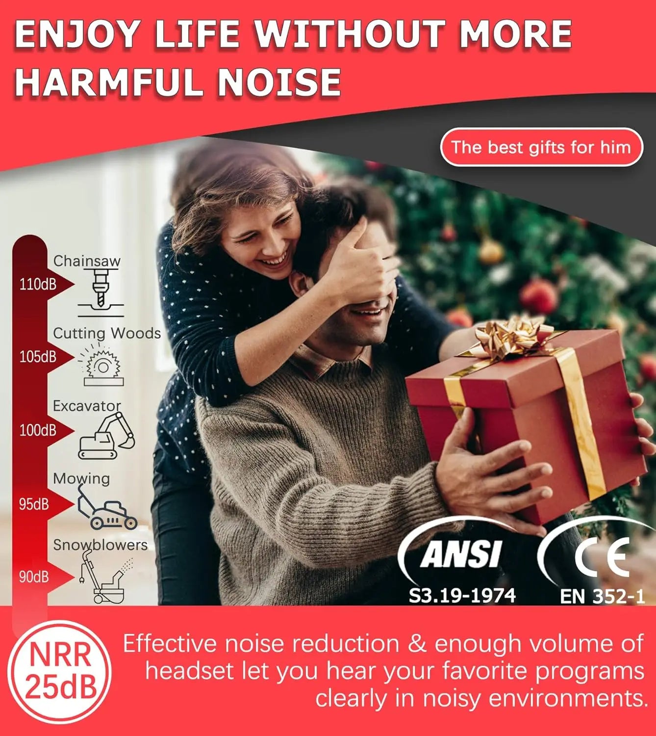 Bluetooth 5.0 Hearing Protection Headphones with Rechargeable Battery Safety Noise Reduction Ear Muffs For Mowing Work