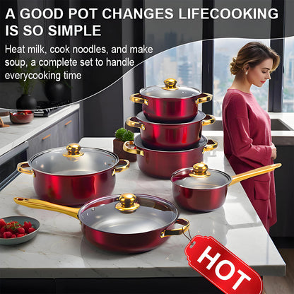12-Piece Non-Stick Stainless Steel Cookware Set