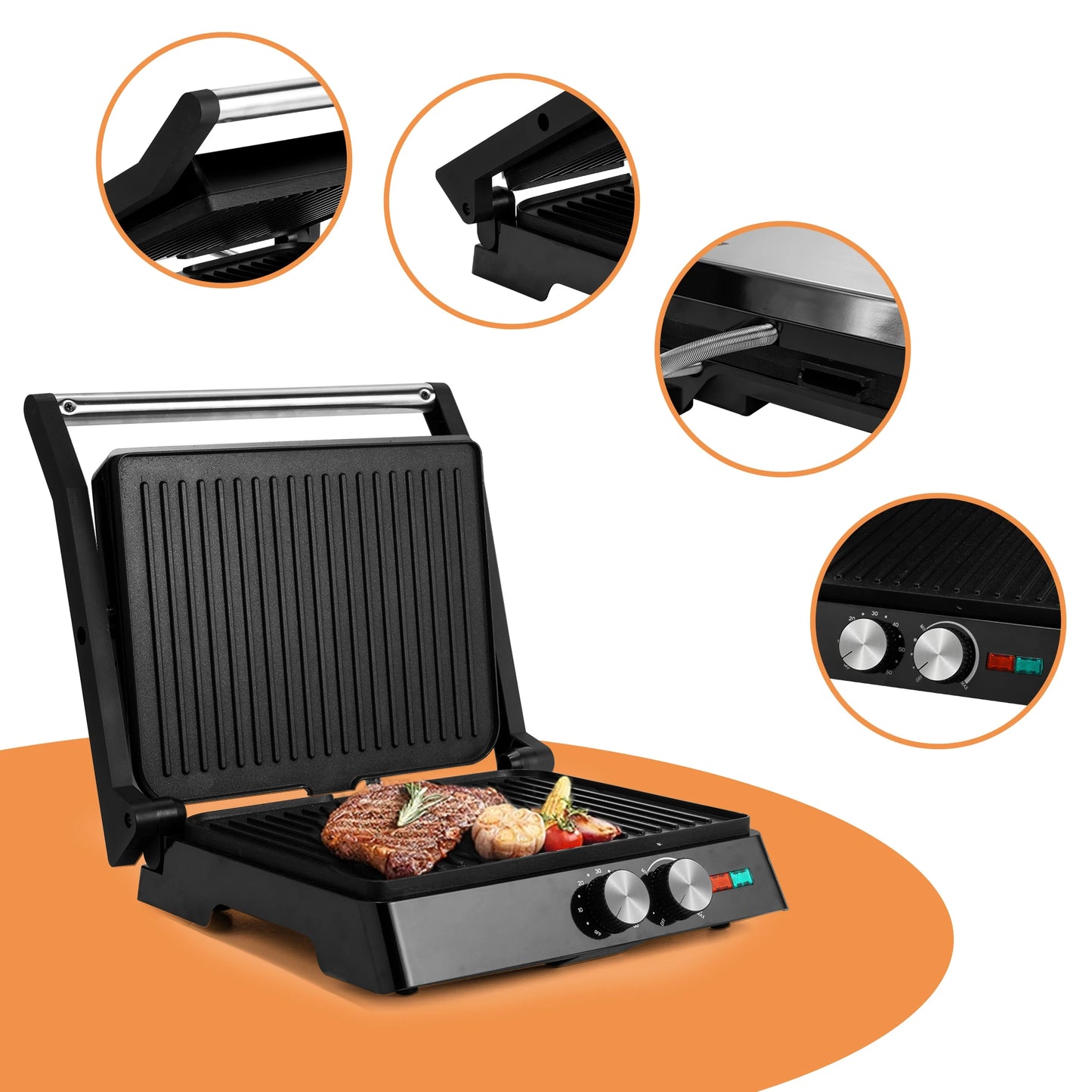 Grilled Cheese , Sandwich Maker & Waffle Maker, 1000W Panini Press with Removable Non-Stick Plate Easy to Clean,