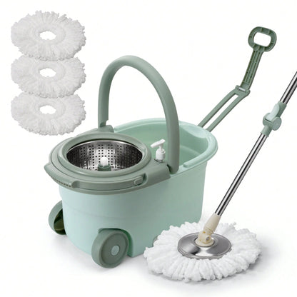 360° Spin Mop and Bucket with Soap Dispenser, 2 Microfiber Mop Heads, 61" Stainless Steel Handle, 20QT EasyWring Floor Cleaning