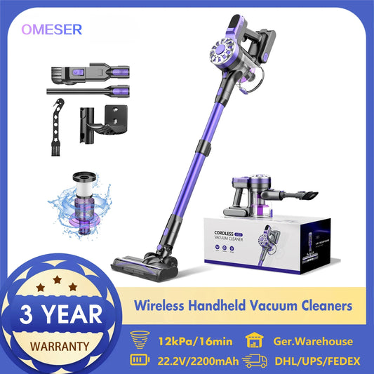 Cordless Stick Wireless Handheld Vacuum Cleaners 6000PA Suction Power For Pet Home 0.9L Dust Cup