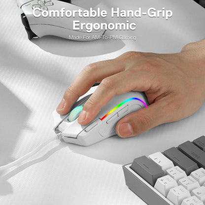 Predator RGB Gaming Mouse 8000 DPI Wired Optical with 11 Programmable Buttons, White