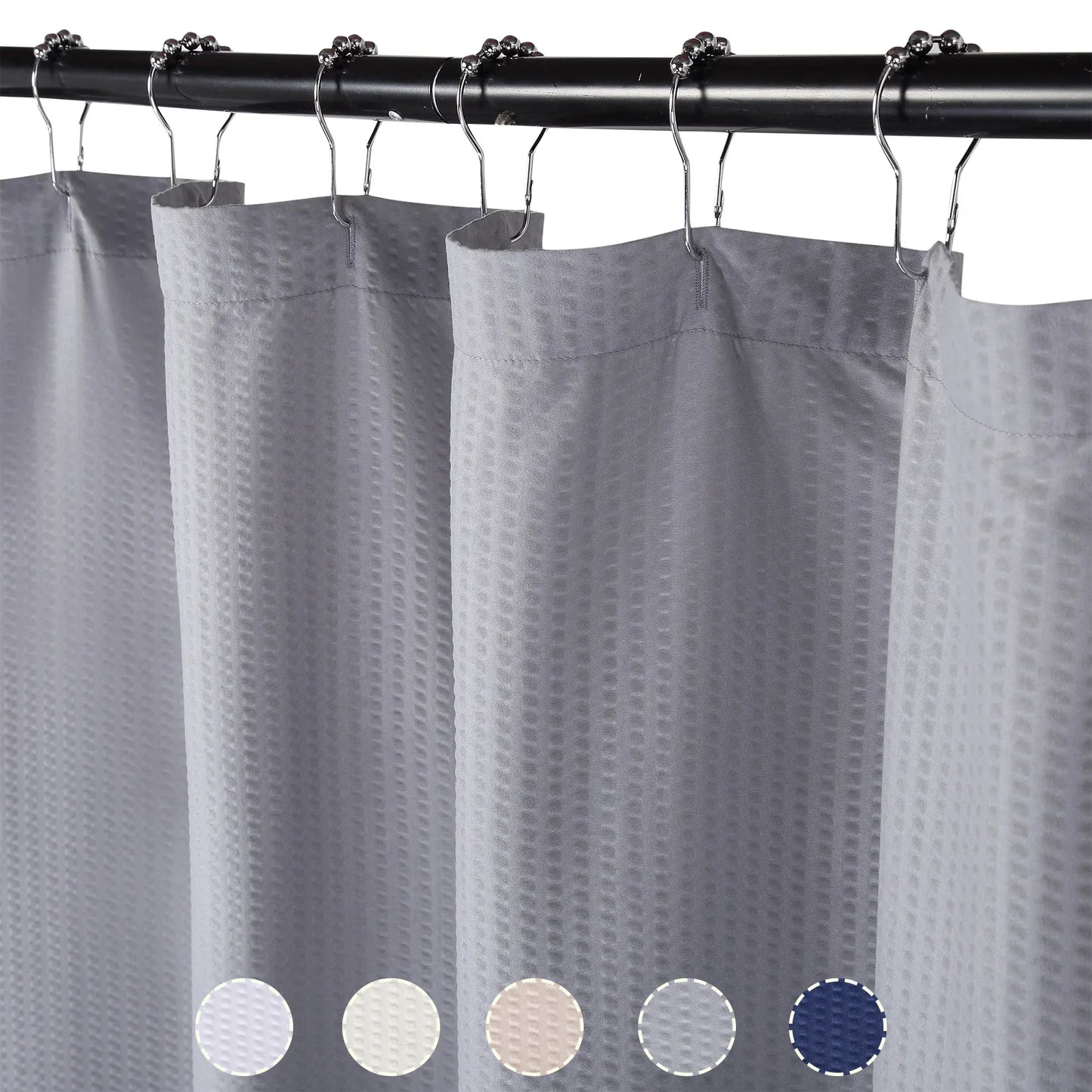 Soft Microfiber Fabric Shower Curtain or Liner for Bathroom, Bathtub Embossed Pattern Water Repellent 72x72Inches