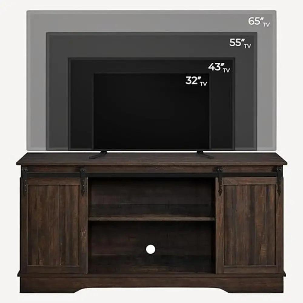 65 inch TV Console  Sliding Barn Door, Media Storage Table