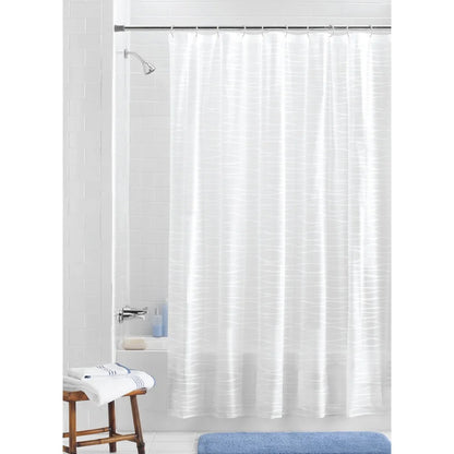 Waterproof PEVA Shower Curtain Set with Decorative Wave Design and 12 Durable C-Hooks Bathroom 70x72 Inches