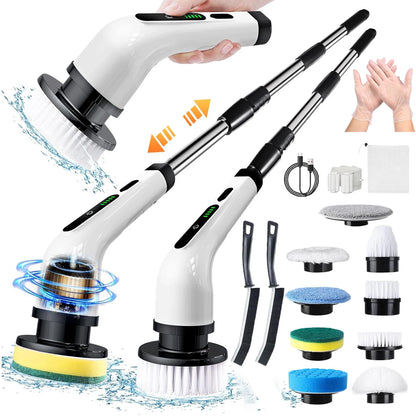 2025 Electric Rotating Floor Scrubber, Rechargeable Cleaning Brush, Shower Floor Scrubber, with 9 Brush Heads, 2H Power Dual Spe