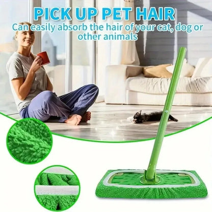 7 Piece Green Mop Cloth, Suitable for  Dry Sweeping Cloth and Wet Mopping, Household Cleaning - Washable