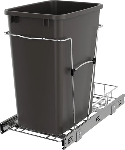 Pullout Trash Can 35 Qt Garbage Recycling Bin Full Extension Slides,