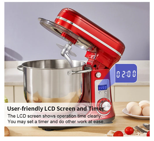 6-Speed,Kitchen Food Stand Mixer, with Blender, Quiet Motor, Cream Egg Whisk and Whip Dough Kneader,