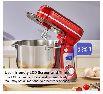 6-Speed,Kitchen Food Stand Mixer, with Blender, Quiet Motor, Cream Egg Whisk and Whip Dough Kneader,