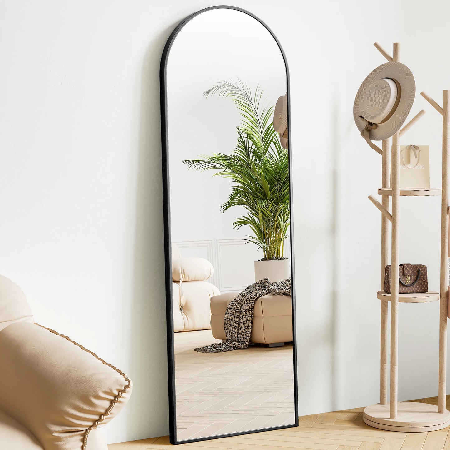 64"x21" Full Body Wall-Mounted Mirror with Stand