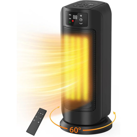 1500W Space Heater, Portable Heater for Indoor Use Office Garage, Ceramic Heating with Remote, Digital Themo