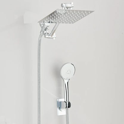8-12Inch High Pressure Rain Shower Head with Adjustable Extension Arm With 3-way Handheld Shower Spray