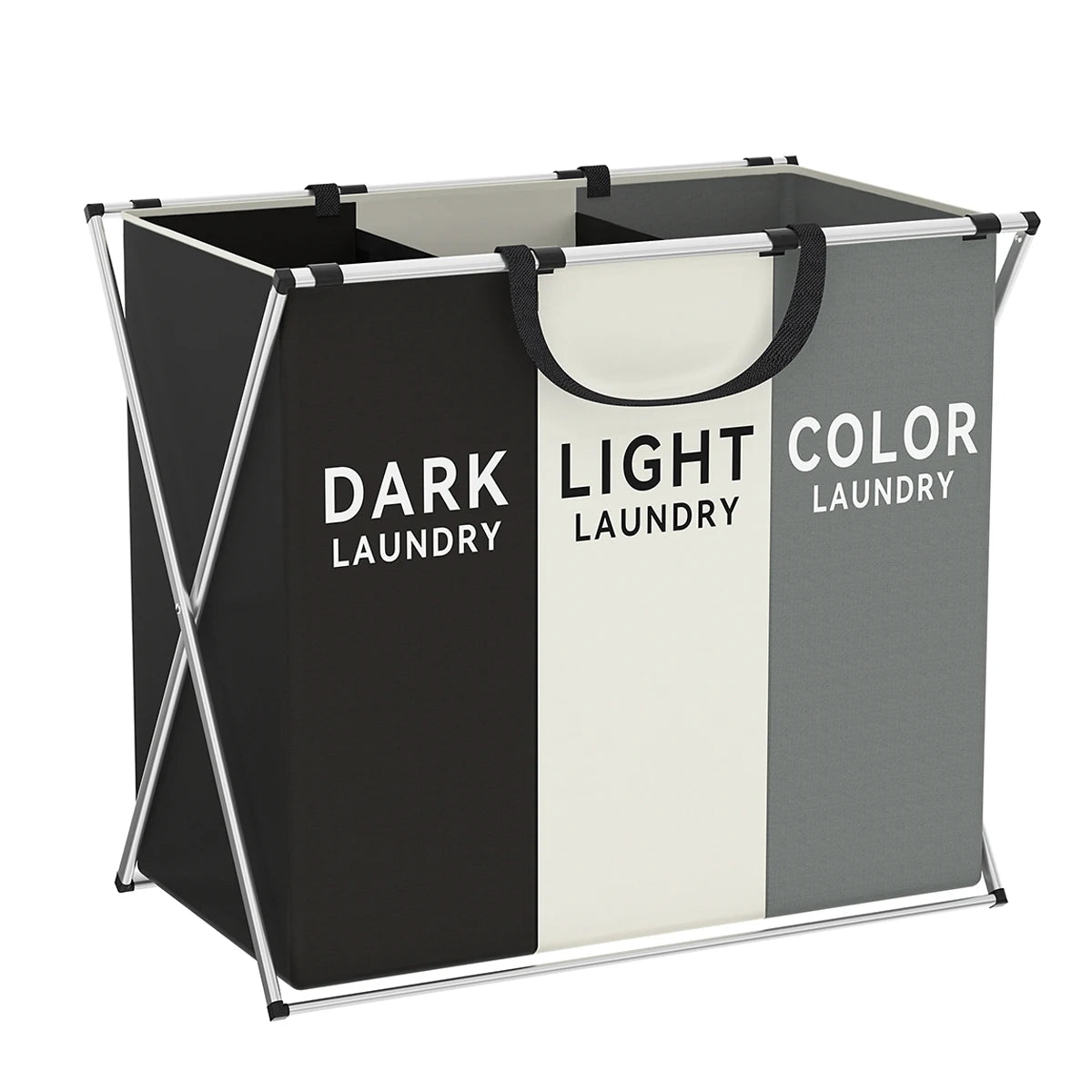 1 PC Large Laundry Hamper 3 Sections Divided Foldable Laundry Basket with Washing Bin Dirty Cloth Storage Bag