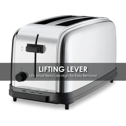 Commercial 4 Slice Extra Long Slot Light Duty Pop-Up Toaster,