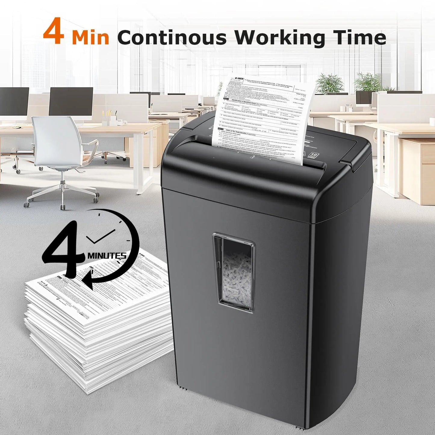 Bonsaii 10-Sheet P-4 Cross-Cut Shredder with 5.5-Gallon Basket, Shreds Paper/Staples/Credit Cards/Clips 