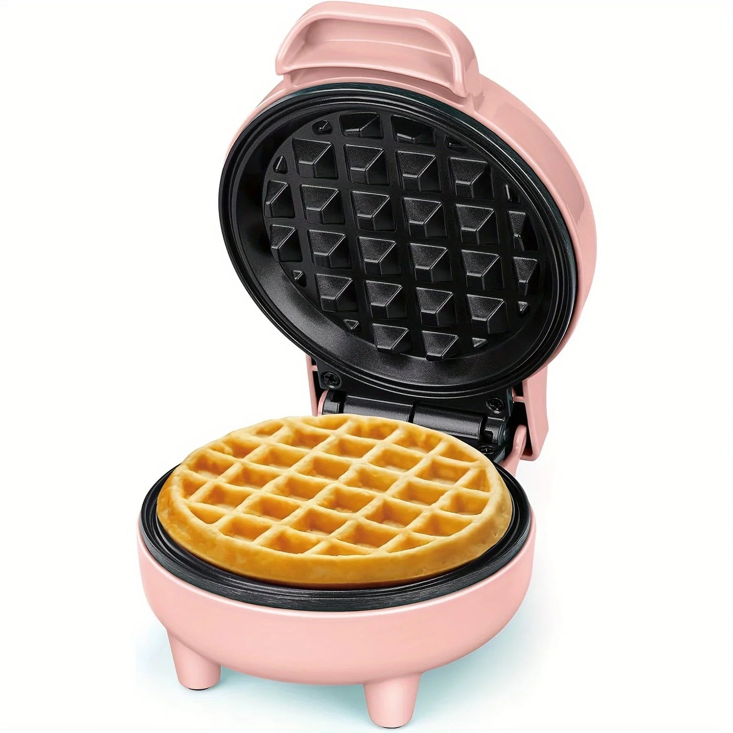 Compact 550W Mini Waffle Maker with Ready Indicator Light, Cool Touch Handle, and Non-Stick Coating