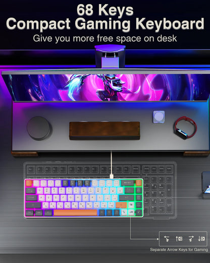 Gaming Keyboard 68 keys N- Key Rollover RGB Backlight