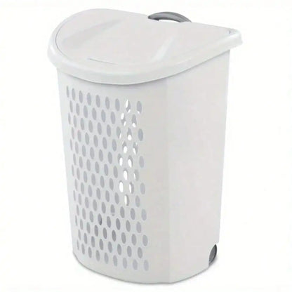 Plastic wheel laundry basket with flip design with wheels for storage of dirty clothes and transport clothes