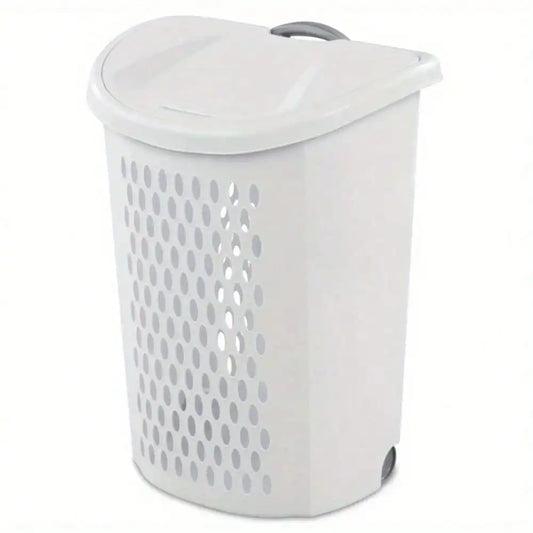 Plastic wheel laundry basket with flip design with wheels for storage of dirty clothes and transport clothes