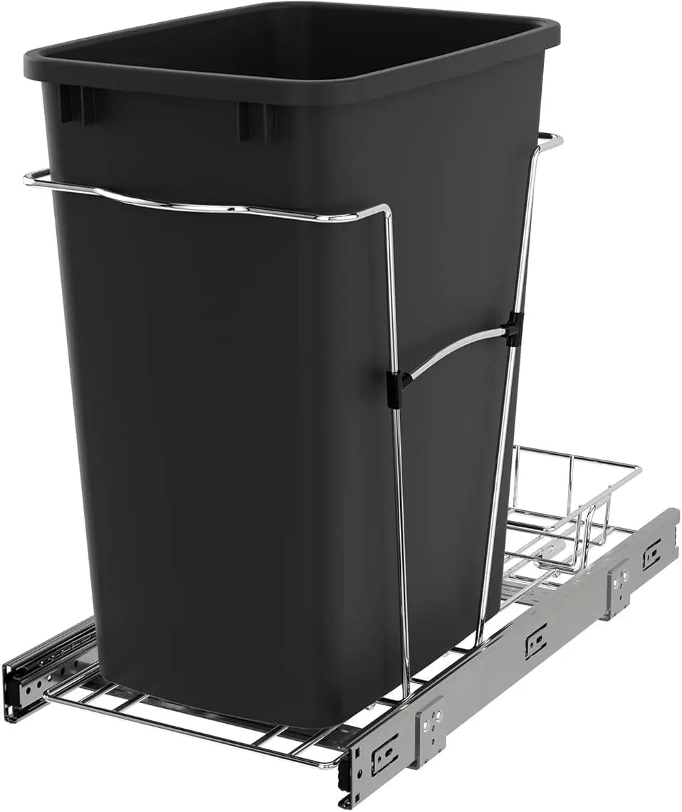 Pullout Trash Can 35 Qt Garbage Recycling Bin Full Extension Slides,