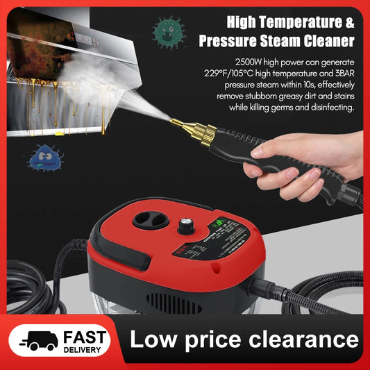 2500W Portable Handheld  High Temperature Pressurized Steam Cleaning Machine with Brush Heads for Kitchen Cleaning
