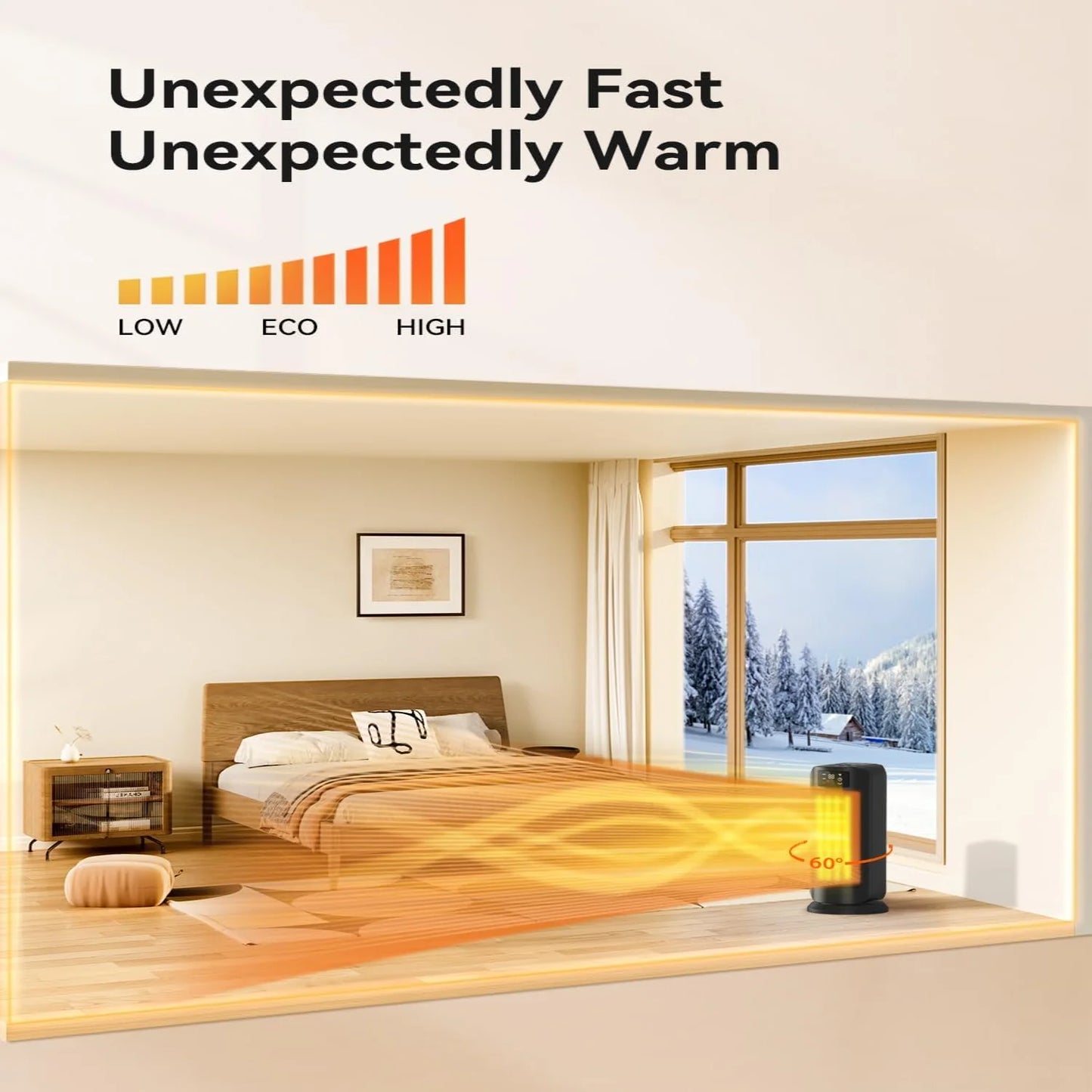1500W Space Heater, Portable Heater for Indoor Use Office Garage, Ceramic Heating with Remote, Digital Themo