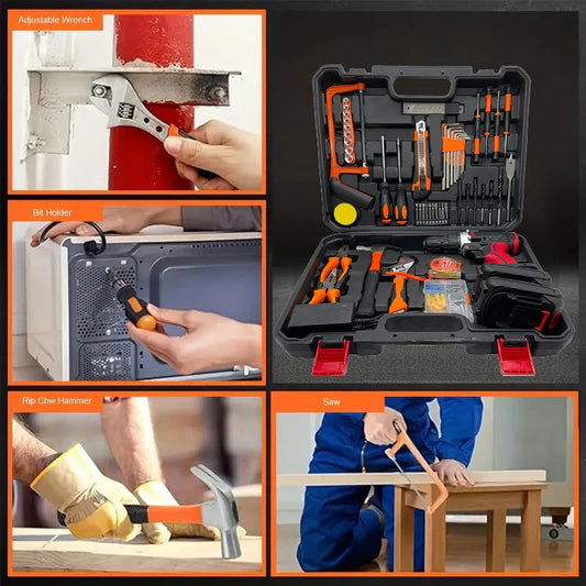 36VF Drill Combination Kit, 2 Batteries And A Fast Charger And Portable Housing With Work Lights, 2 Speed Adjustable