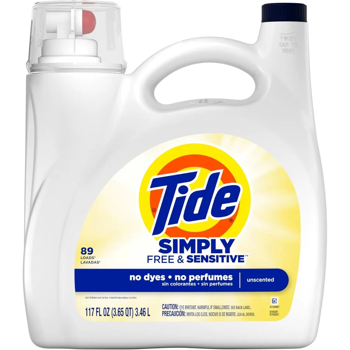 Liquid Laundry Detergent, Free & Sensitive, 89 Loads, 117 oz,