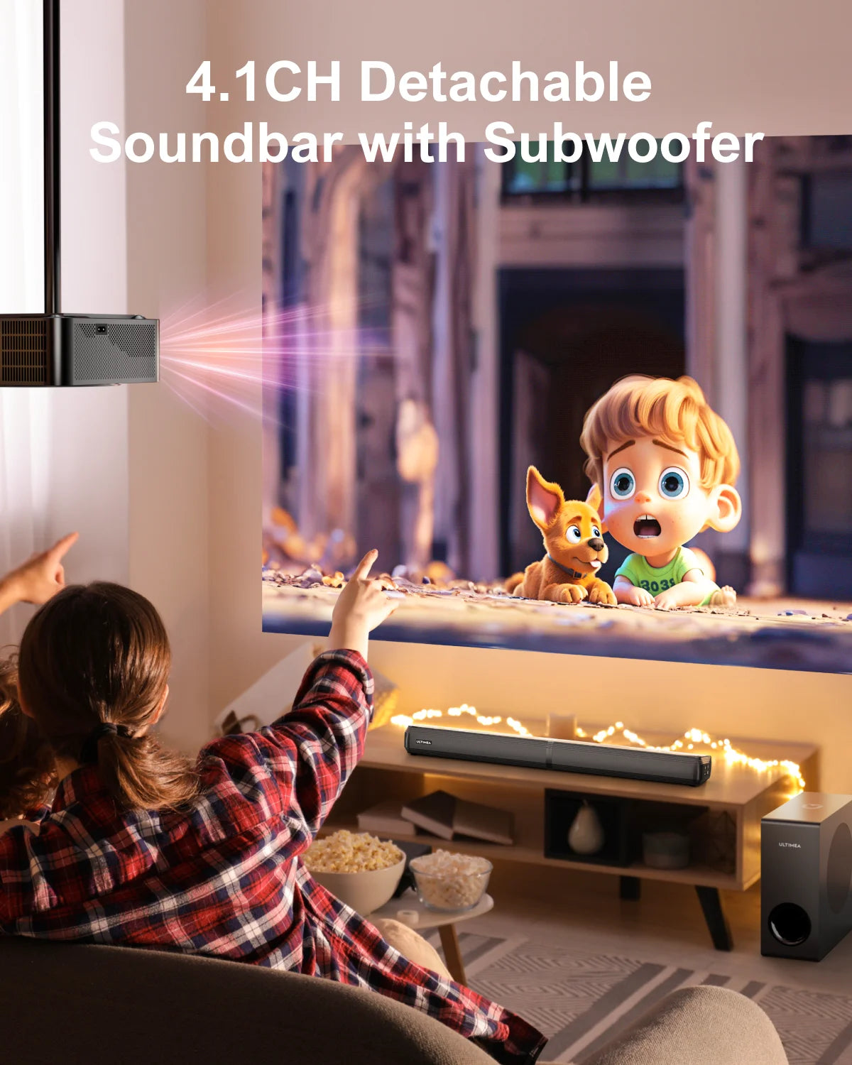 4.1ch Soundbar with Subwoofer,2-in-1 Detachable Bluetooth 5.3 Soundbar for Smart TV, Home Theater Bluetooth Speakers