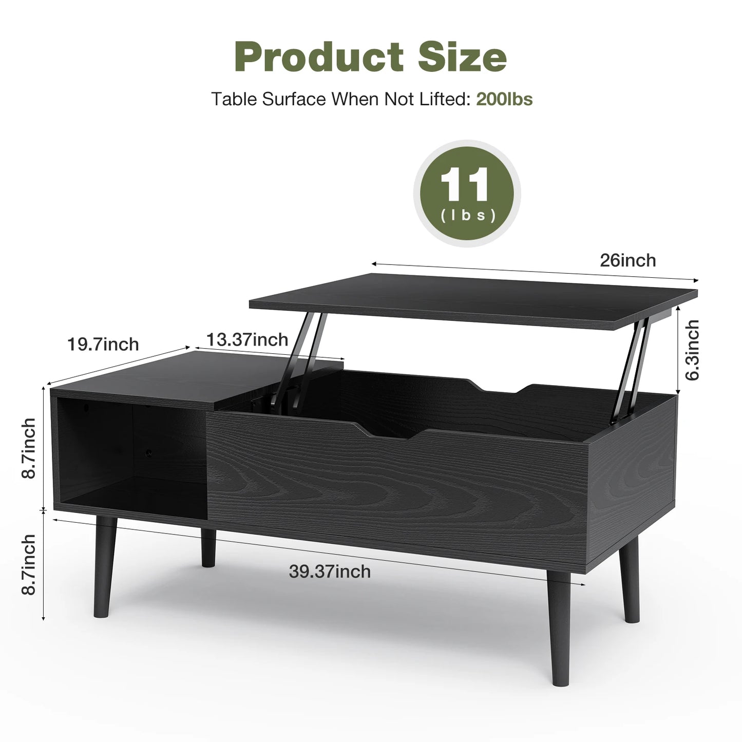 Top Coffee Tables For Living Room, Tea Wood Dining Tables, Adjustable Storage Shelf Easy to Lift Or Lower.