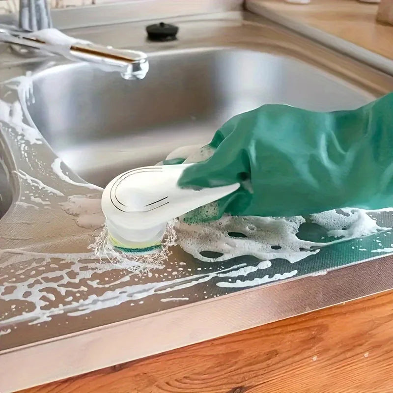 Electric Power Scrubber Kit - Rechargeable Cleaning Brush with Steel Wool Pads for Kitchen, Bath, Grill, Long Handle