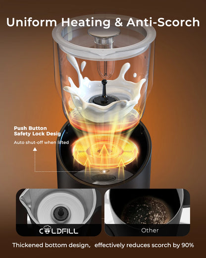 8-in-1 Electric Milk Frother and Steamer for Coffee, 400ml Large Capacity Detachable Milk Steamer.