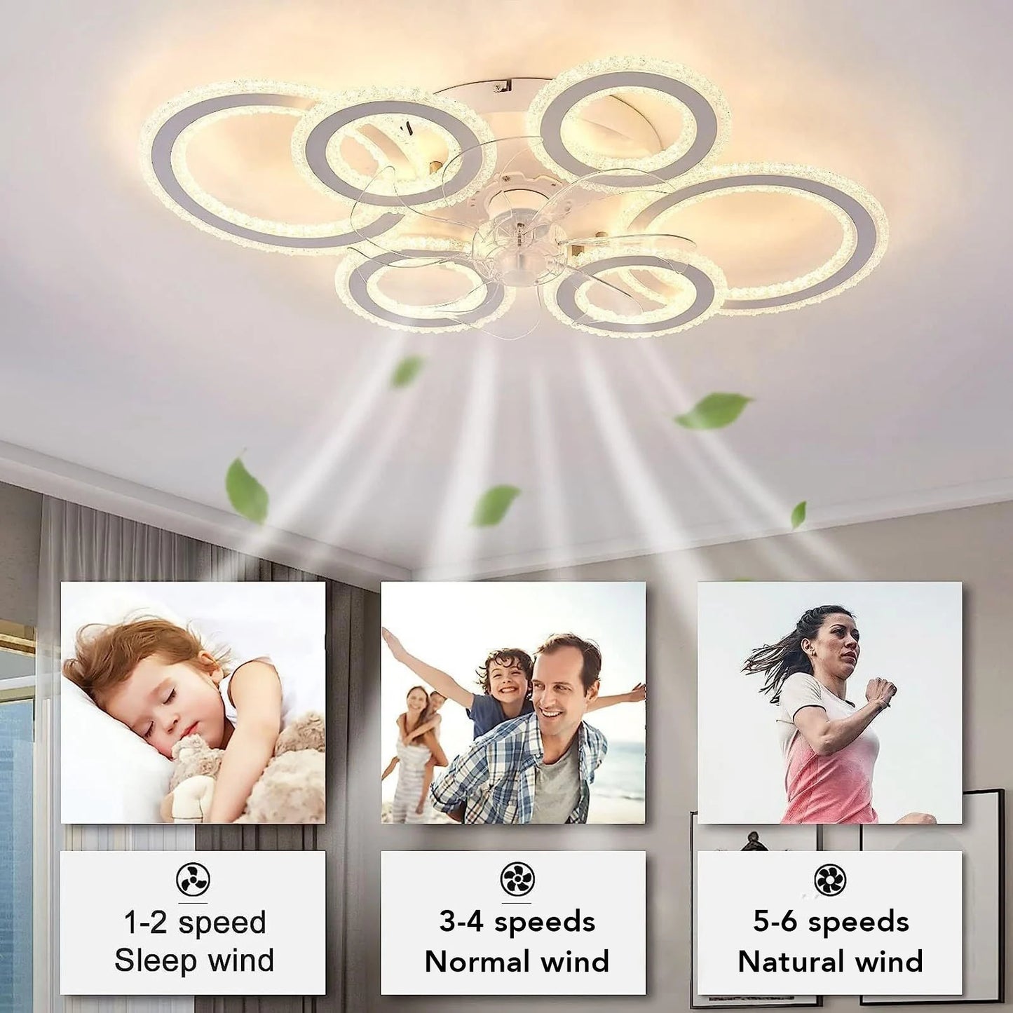 Light Flush Mount Ceiling Fan for Dining Room